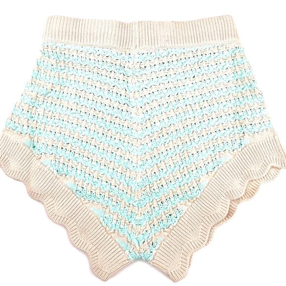 BB Dakota Steve Madden High Waist Blue & Cream Crochet Shorts Medium NWT - Picture 5 of 6